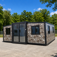 Maison mobile à double aile extensible de 20 pieds, panneaux sandwich EPS, entièrement finie, style ferme moderne du milieu du siècle, petite maison, fournie directement par l'usine