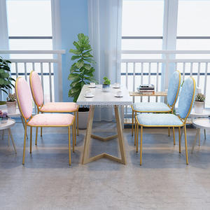 Thiết Kế Sang Trọng Nhà Hàng Bàn Và Vàng Nhung Ghế Ăn Màu Hồng Nhung Ghế Cho Quán Cà Phê Và Cửa Hàng Thức Ăn Nhanh - Product Image 6