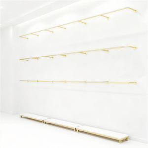 Estantes de Exhibición para Tiendas de <span class=keywords><strong>Ropa</strong></span>, Perchero de Pared de Acero Inoxidable para <span class=keywords><strong>Ropa</strong></span> Infantil, Soporte Metálico Dorado Brillante para <span class=keywords><strong>Ropa</strong></span> de Niños - Product Image 4