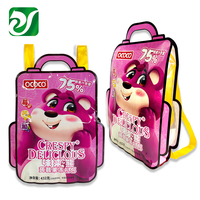 Nouveau design de sac à biscuits en plastique thermoscellé avec fenêtre latérale transparente pochette d'emballage en forme de sac d'école pour collation et gelée
