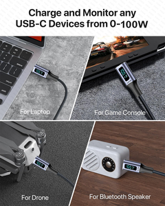Cabo USB Tipo C para C PD100W 66W para Carregamento Rápido de Celular e Laptop, Cabo de Dados 6A com Display LED, <span class=keywords><strong>Cord</strong></span>ão USBC 0.5M/1M/2M - Product Image 5
