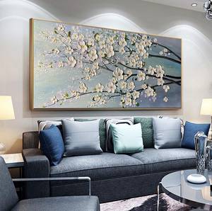 Floral Texture Minimalist Hand painted <b>Framed</b> Wall Arts Large <b>Canvas</b> Oil Painting Indoor home decor gift for housewarming - Product Image 6