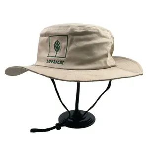 OEM hot sale high quality unisex khaki boonie fishing cap with string custom embroidery design wide brim bucket hat