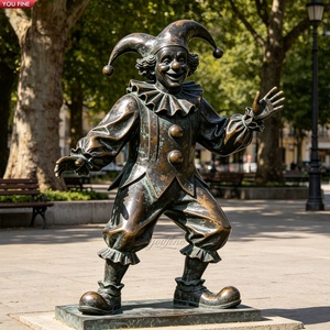 YOUFINE Statue de Clown en Bronze Grandeur Nature, Sculpture de Bouffon à Patine Antique pour Parc d'Attractions et Jardin - Product Image 6