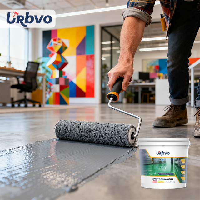 URBVO DP07 100% Solid Solvent-Free Self-Leveling Epoxy Resin Floor Coating Trowel Application Environmental Protection Flooring