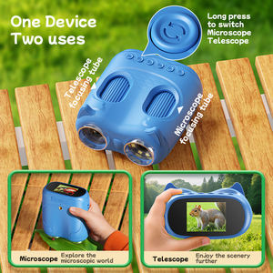 Kit scientifique <span class=keywords><strong>junior</strong></span>, <span class=keywords><strong>microscope</strong></span> haute puissance 1000x, télescope astronomique pour enfants 10x, outil d'apprentissage éducatif à double fonction, jouet - Product Image 2