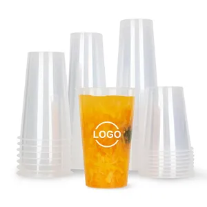 定制logo一次性冷饮塑料杯透明pp注射杯boba气泡塑料杯带盖