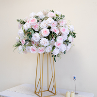 Groothandel Roze Witte Kunstmatige Rozen Bloembol Kunstbloemenboeket voor Bruiloft Tafeldecoratie Evenement Receptie Decoratie