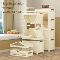 Ménage Chambre PP Matériel Pliant Bébé Enfants Armoire Vêtements Armoire Avec Roues De Rangement Boîte De Tri