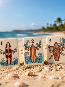 Juego de Mahjong Americano de Plástico con Temática de Playa, en Stock, con Patas Plegables, Fácil de Transportar, para 4 Jugadores - Product Image 5