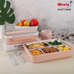 Boîte à déjeuner bento hermétique pour enfants, 5 compartiments, en acier inoxydable pour les étudiants plats alimentaires pour la cantine - Product Image 5