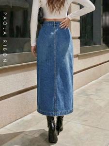 Jupe en jean taille haute multi-boutons pour femme – Style élégant et streetwear, design respirant pour l'été - Product Image 3