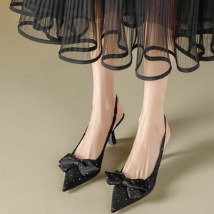 Non-slip Empty Pointy Women's Slender <b>Heels</b> Not Tired Feet Sweet Bow Summer - Product Image 3