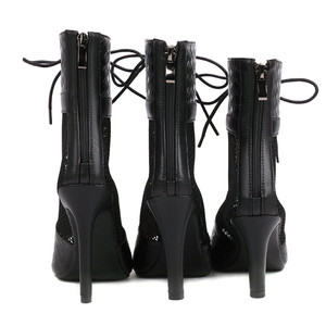 שחור 9 ס "מ פטיש לטיניות ג 'אז לטיני ריקוד נעלי עקבים גבוהים מלבב רשת טנגו ריקוד מגפיים לנשים - Product Image 6