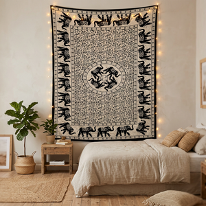 Traditional Elephant Pattern <b>Tapestry</b> Wall Decor Fabric Print Rectangle Indoor Decor High Quality Single Piece - Product Image 1