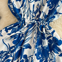 Robe d'été personnalisée sans manches col en V A-ligne imprimée