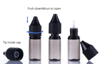 Vente en gros de liquides pour e-liquides en flacon cylindrique PET V3 avec bouchon sécurité enfant et inviolable, flacon compte-gouttes de 10 ml avec impression sérigraphiée