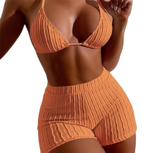 HANO 2023 New Summer 10 Colors Breathable Beachwear Bra Tops and <strong>Shorts</strong> Two Piece Sets Swimwear <strong>Women</strong> Bikini <strong>Swimsuit</strong> Set - Product Image 2