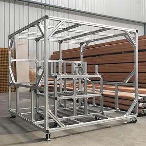 Aluminum Profile Workbench Industrial Aluminum Alloy Assembly Table With Adjustable Shelves And Wheels For Workshop Use - Product Image 3