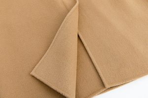 Áo khoác nữ hai lớp mới năm 2025 - 100% len, màu camel, có thắt lưng, cổ trụ, áo khoác mùa đông - Product Image 6