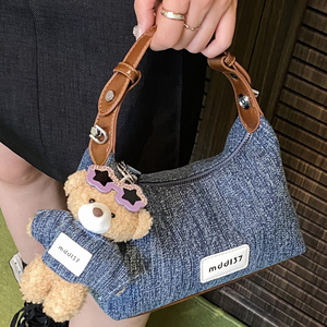 Bolso Bandolera de Mezclilla para Mujer, Diseño de Media Luna, con Correa Extraíble, Cierre de Cremallera, Portátil, Casual, para Uso Diario - Product Image 2