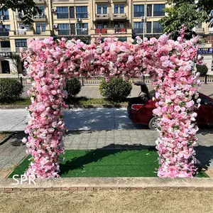 SPR粉色装饰花卉用品8*8英尺方形拱门舞台花卉框架花园背景天花板婚礼新娘婚礼花卉