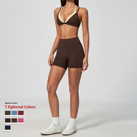 Ensemble de yoga et de sport pour femme : soutien-gorge de sport dos nu et short cycliste taille haute, séchage rapide, respirant, pour la course et la gym