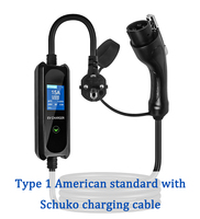 Estación de Carga Portátil para Vehículos Eléctricos con Enchufe Tipo 2 a Schuko, con Control por Aplicación, para Uso Doméstico, Cargador para Vehículos Eléctricos de 8A-16A, Compatible con CE, UKCA, TUV, CB
