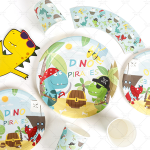 Set di Decorazioni per <span class=keywords><strong>Festa</strong></span> di Compleanno a Tema Dinosauro Pirata PAFU, Piatti, Bicchieri, Tovaglioli, Tovaglia, Sacchetti Regalo, Scatole, Set di Stoviglie per <span class=keywords><strong>Festa</strong></span> a Tema Dinosauro - Product Image 5