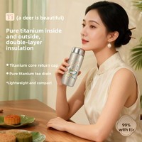 Taza Aislada de Titanio con Diseño Moderno y Minimalista, con Infusor de Té, Portátil, para Exteriores, en Caja de Regalo