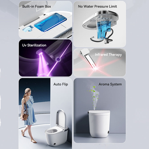 WC intelligent électrique haut de gamme à fonctionnement entièrement automatique, avec télécommande incluse, en céramique, à forme allongée - Product Image 3