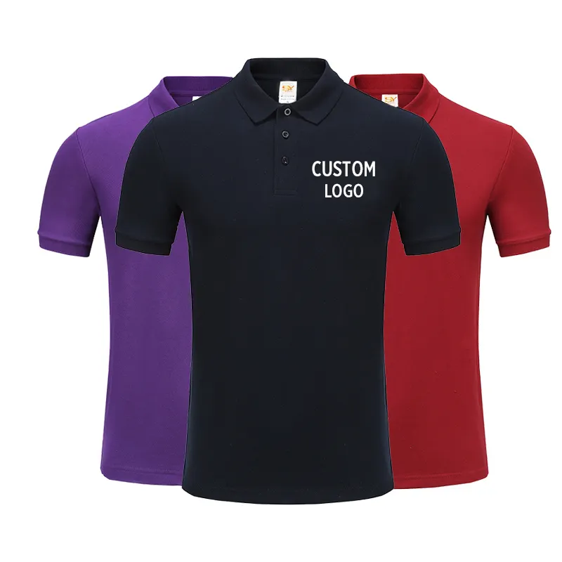 Toptan özel nakış logosu Polo t shirt erkekler özel baskılı düz golf polo % 100% pamuklu t shirt unisex