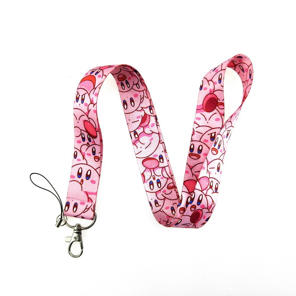 Portable Cartoon Cute Kirby Lanyards Satin Accessories Anti-Lost Neck Strap Card Holder Phone Case Lanyards Promotional Gifts Image 5