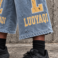 Shorts de survêtement 3/4 en coton vieilli personnalisés, style streetwear d'été, coupe capri, imprimés, amples et longs pour hommes