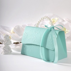 Boîtes à main en papier avec ruban et poignée en perles artificielles, boîtes cadeaux pour bonbons, chocolats, emballages pour mariage, anniversaire, décoration de fête - Product Image 3