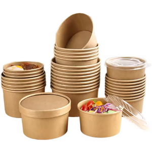 Récipients alimentaires en papier kraft rond biodégradable en vrac prêts <span class=keywords><strong>à</strong></span> <span class=keywords><strong>emporter</strong></span> - Product Image 4