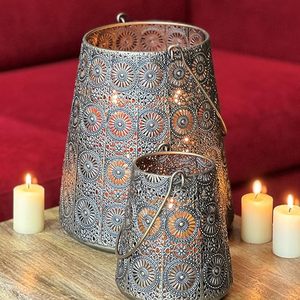 Lanterne à bougie en métal faite à la main, décoration suspendue en fer pour la maison de Noël de mariage-avec poignée - Product Image 3