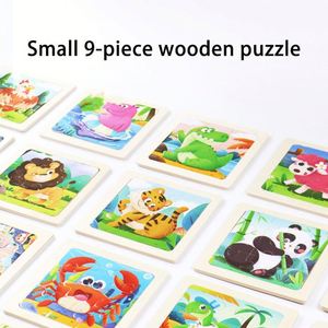 Wholesale Custom Mini 9 Pcs Wooden Cartoon Dinosaur Jigsaw Puzzles Early Educational Puzzle Board <b>Game</b> for Kids for Boys Girls - Product Image 2