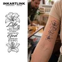 Tatuaggio Semipermanente INKARTLINK Personalizzato con Citazione a Tema Fiore di Giglio, Impermeabile, Lunga Durata 1-2 Settimane, Adesivo per Tatuaggi con Inchiostro Jagua