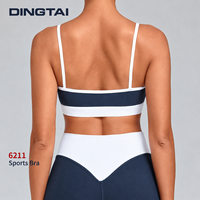 Soutien-gorge de sport dos nu color block pour femme, maintien élevé, sans armatures, bonnet complet avec coussinets amovibles pour la randonnée, le cyclisme et le tennis