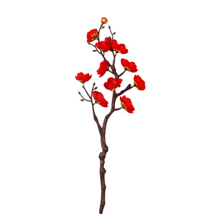 Artificial Plum Blossom Branch Silk Flower Vase Arrangement Oriental Style Home Decor Winter Indoor Ornament - Product Image 2