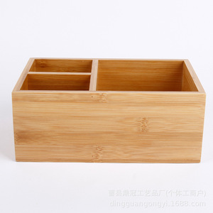 Bamboo Desktop Storage <b>Box</b> With Tissue Holder And Compartment Organizer For Office Or Home Use - Product Image 4