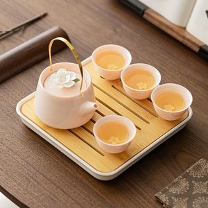 Wholesale Handmade Flower Tea <b>Set</b> pink Porcelain Tea <b>Set</b> with <b>Teapot</b> - Product Image 6