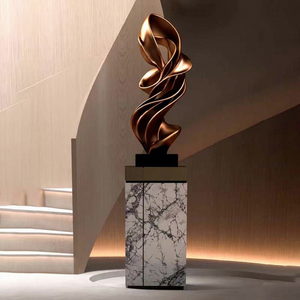 Scultura d'Arte Astratta in Metallo Intrecciato, Finitura in Rame Moderna, Ornamento Personalizzato per Interni di Hotel - Product Image 3