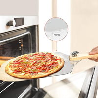 Utensilio de Cocina, Pala para Pizza de Aluminio de 12 Pulgadas, Espátula para Pizza con Mango de Madera Plegable para Hornear Pizza y Pan