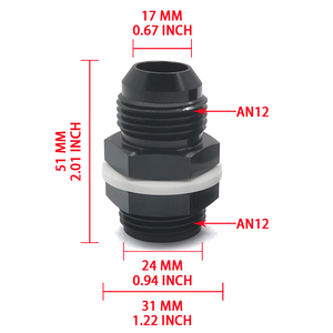 Conector de pasamanos para celda de combustible AN12 mecanizado por CNC, de aluminio anodizado negro, para modificación del sistema de combustible de coches de carreras. - Product Image 1