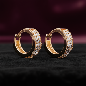 Orecchini a Cerchio in Oro Rosa per Donna, con Cristalli e Strass, Gioielli di Lusso per Uso Quotidiano - Product Image 2