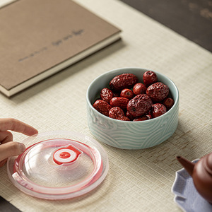 Bol de conservation alimentaire hermétique en céramique, rond, avec couvercle à clipser, pour fruits secs, noix, en-cas, utilisation pour les fêtes - Product Image 3