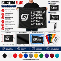 Drapeaux et bannières personnalisés anti-rides en polyester 3x5 pieds, tissu 100D, fanions avec impression couleur CMYK et logo pour la publicité extérieure