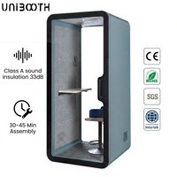 UNIBOOTH - Cabine de bureau insonorisée, ignifuge ASTM-E84, 33 dB, ISO 23351, installation rapide en 30-45 minutes, pour espace de coworking, studio, meilleur rapport qualité-prix